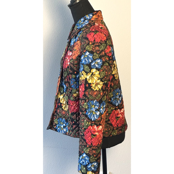 Maggie London Women’s Maggie London Quilted Crop Jacket Size 10 Silk Jacket - Picture 5 of 16